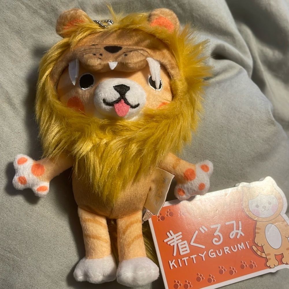 New Kitty Gurumi 6” plush keychain Sadie Lion #5 with removable hoodie